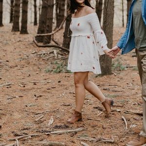 Free People bell sleeve floral embroidered dress